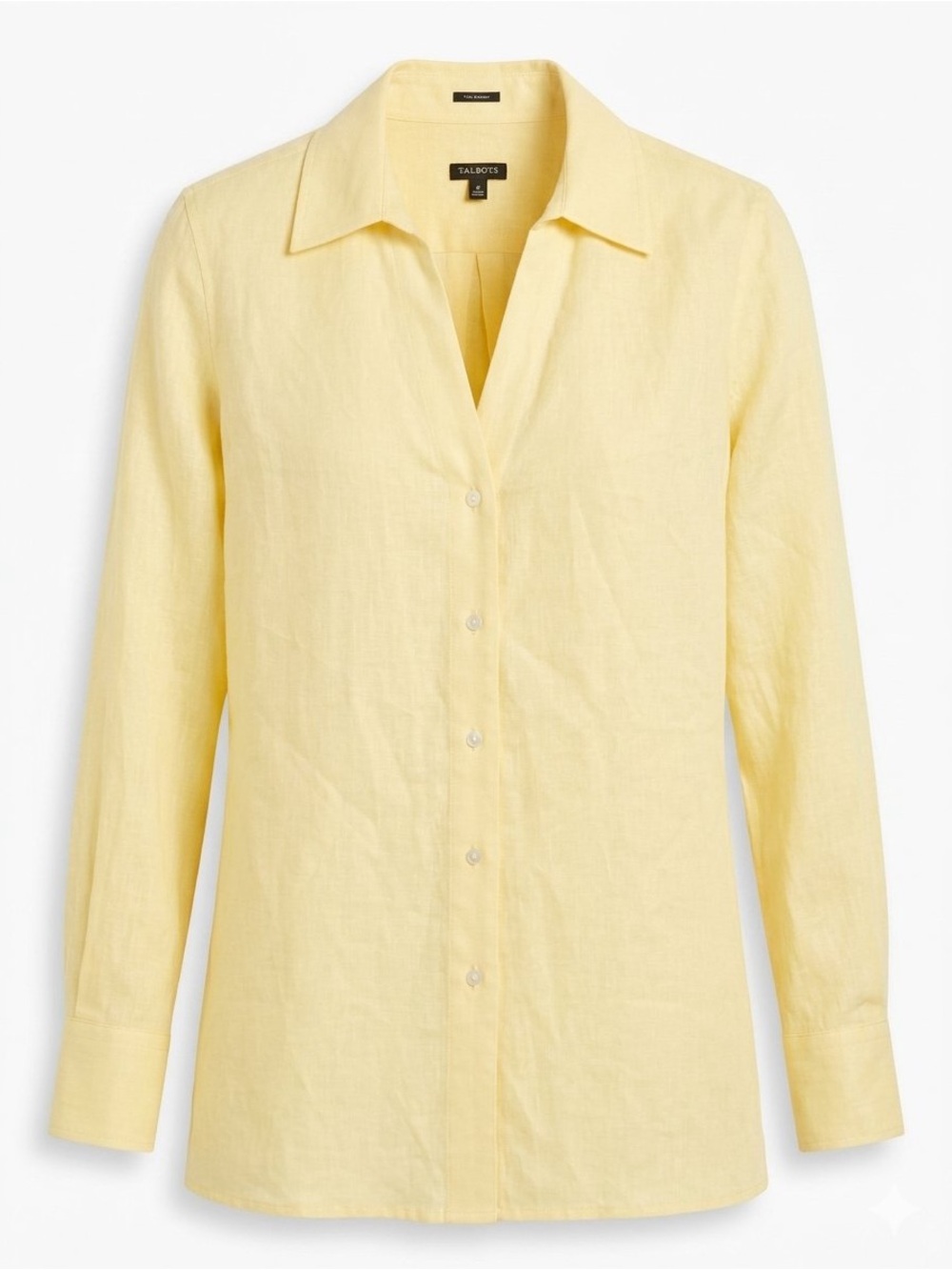 Talbots Light Yellow Irish Linen Button-Down Shirt